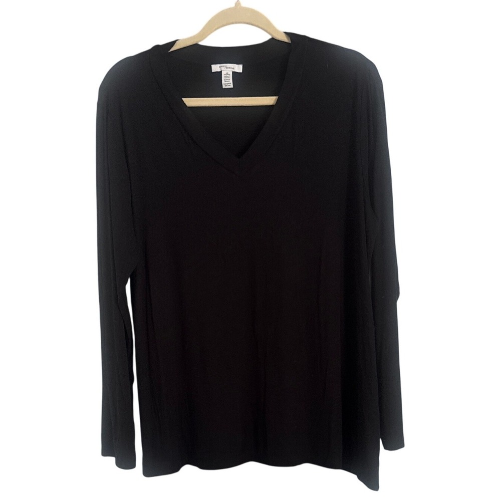 Daily Ritual Women's XXL Black Long Sleeve V Neck Relaxed Fit Casual Top NWOT